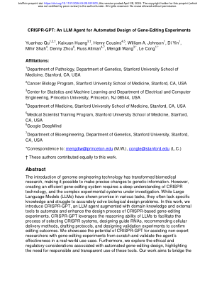 CRISPR-GPT：用于自动设计基因编辑实验的 LLM 代理